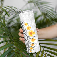 White Tropical Plumeria With Galaxy Polynesian Art Skinny Tumbler LT14 - Polynesian Pride