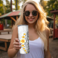 White Tropical Plumeria With Galaxy Polynesian Art Skinny Tumbler LT14 - Polynesian Pride