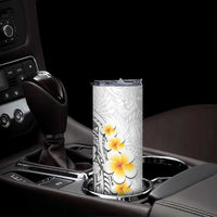 White Tropical Plumeria With Galaxy Polynesian Art Skinny Tumbler LT14 - Polynesian Pride