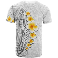 White Tropical Plumeria With Galaxy Polynesian Art T Shirt
