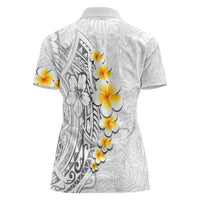 White Tropical Plumeria With Galaxy Polynesian Art Women Polo Shirt