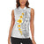 White Tropical Plumeria With Galaxy Polynesian Art Women Sleeveless Polo Shirt