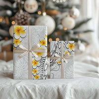 White Polynesia Wrapping Paper Plumeria Tropical Leaves With Galaxy Polynesian Art LT14 - Polynesian Pride