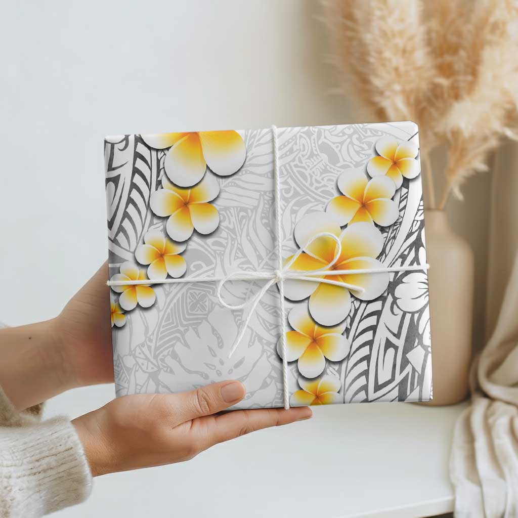 White Polynesia Wrapping Paper Plumeria Tropical Leaves With Galaxy Polynesian Art LT14 - Polynesian Pride
