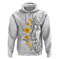 White Tropical Plumeria With Galaxy Polynesian Art Zip Hoodie LT14 Zip Hoodie White - Polynesian Pride