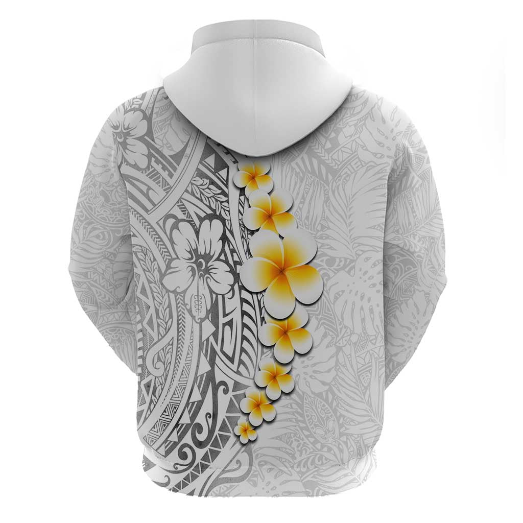 White Tropical Plumeria With Galaxy Polynesian Art Zip Hoodie LT14 - Polynesian Pride