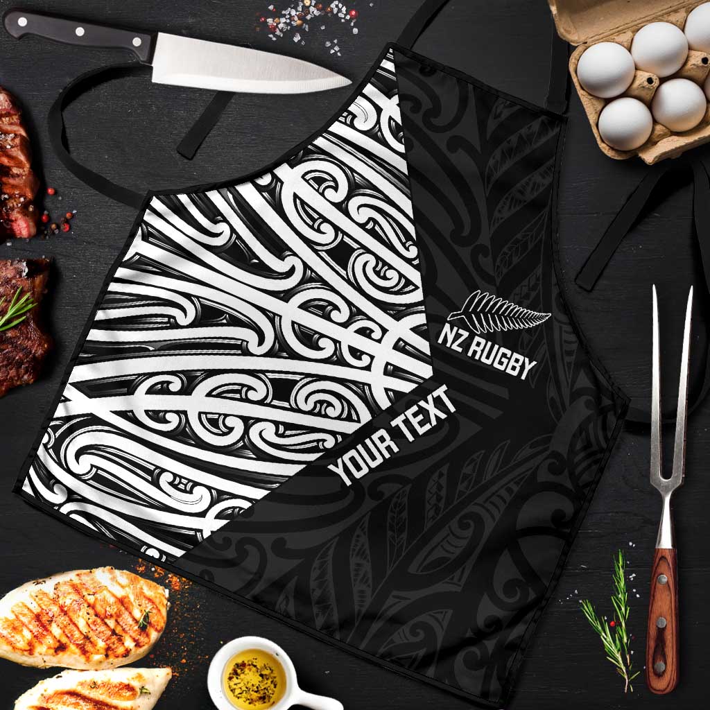 New Zealand Silver Fern Rugby Custom Apron Maori Koru Go Black Fern - Polynesian Pride