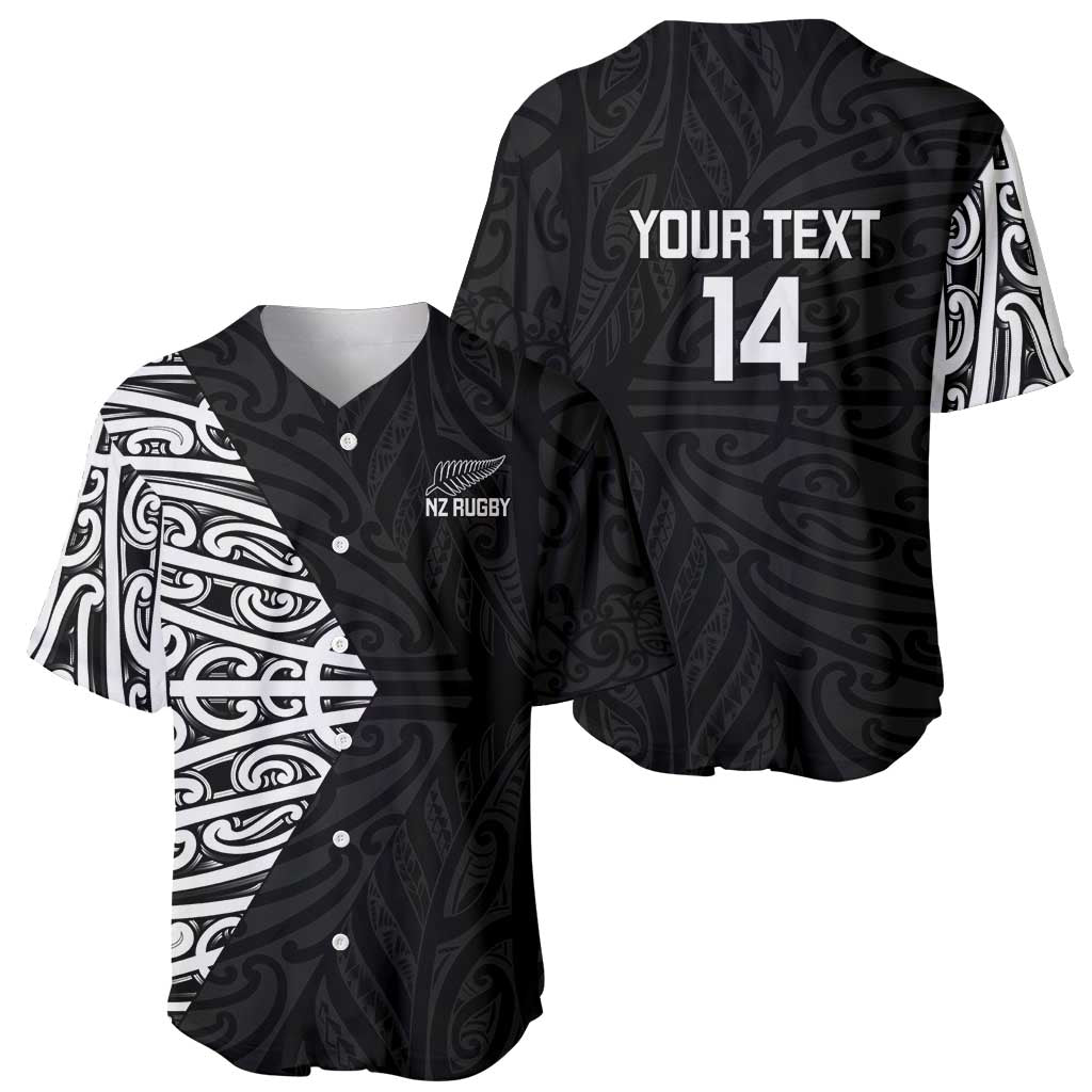 New Zealand Silver Fern Rugby Custom Baseball Jersey Maori Koru Go Black Fern - Polynesian Pride