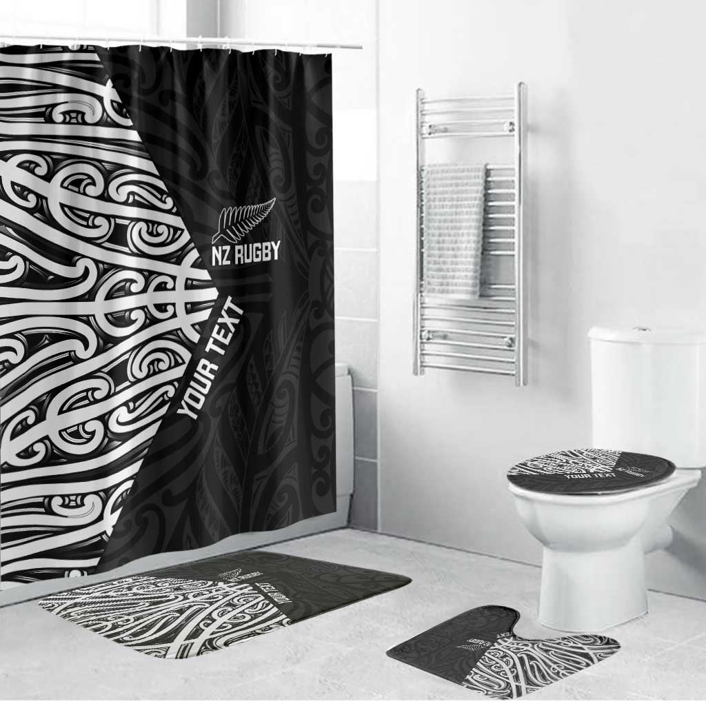 New Zealand Silver Fern Rugby Custom Bathroom Set Maori Koru Go Black Fern - Polynesian Pride