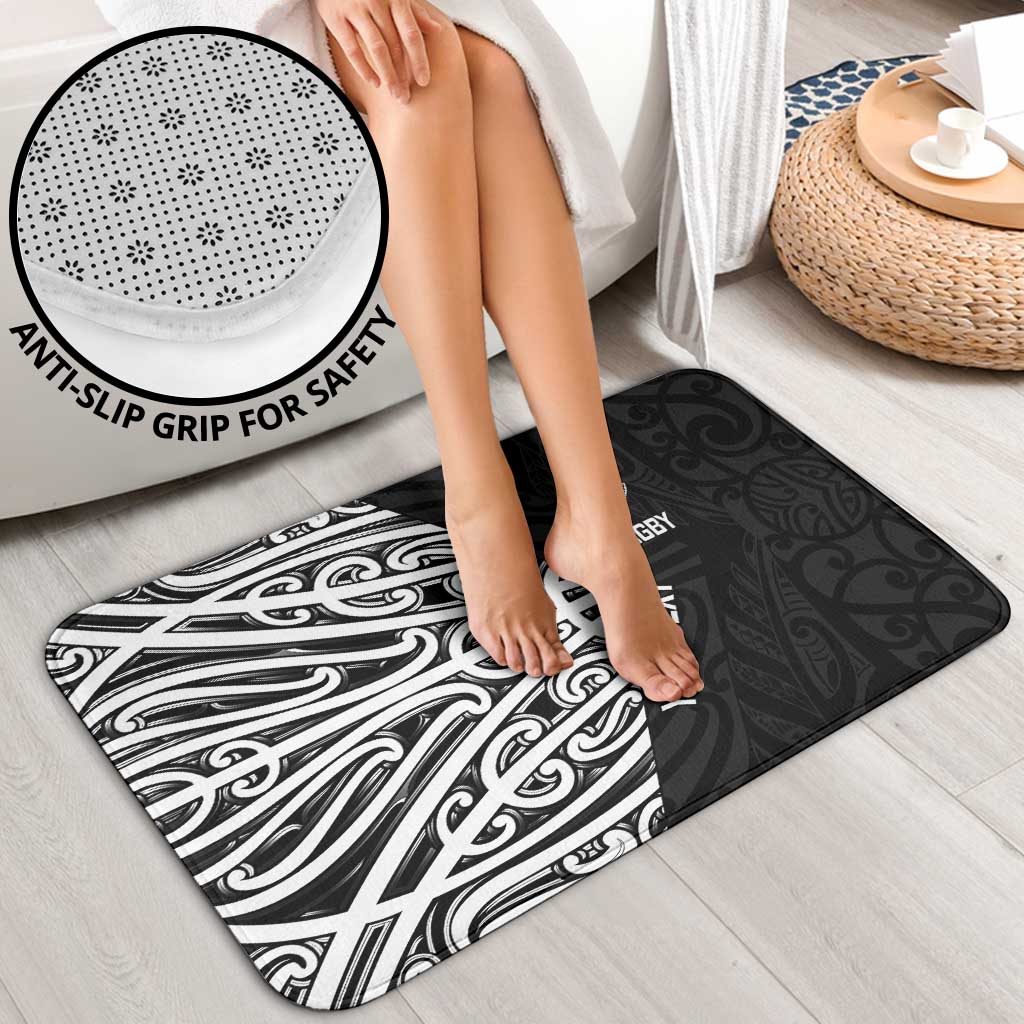 New Zealand Silver Fern Rugby Custom Bathroom Set Maori Koru Go Black Fern - Polynesian Pride