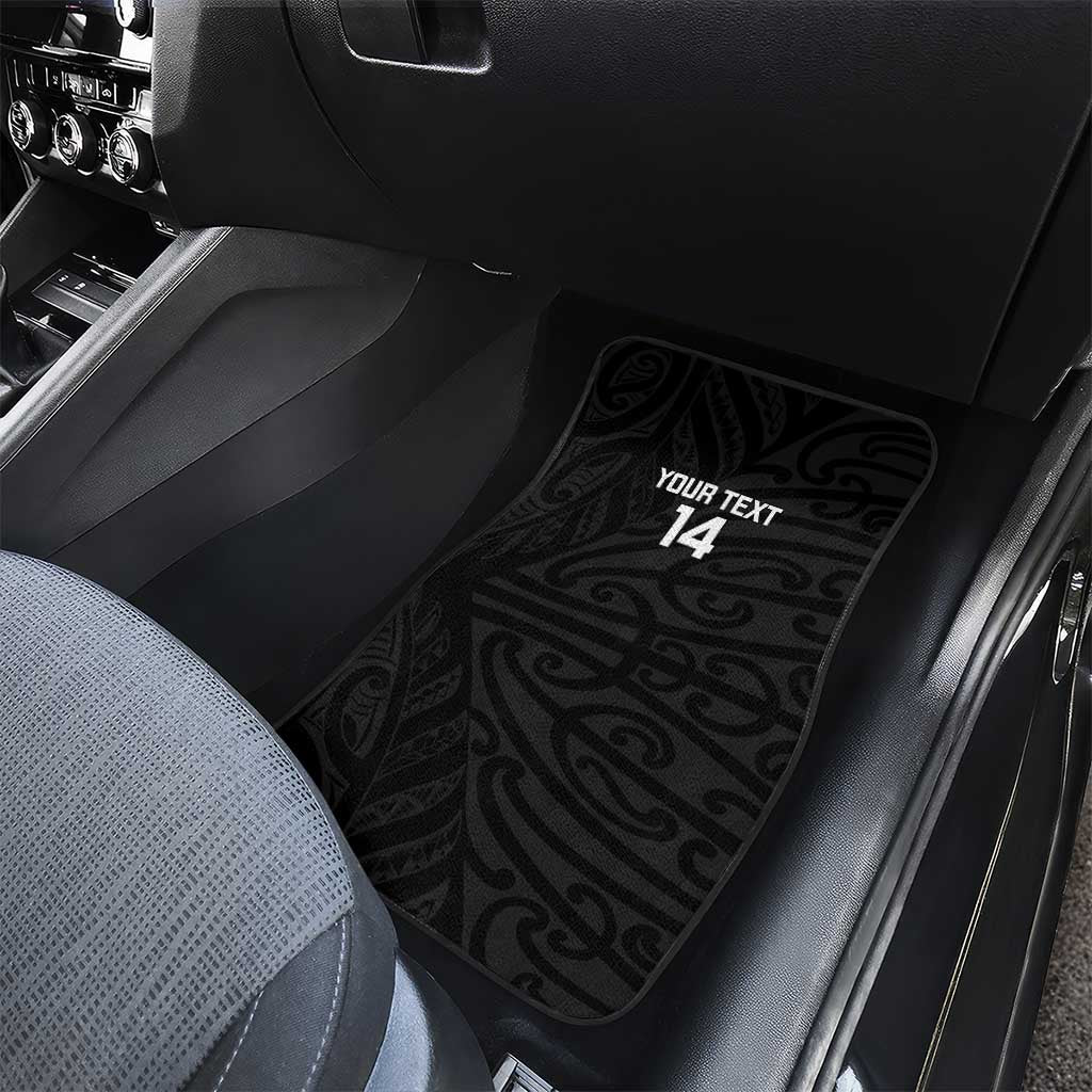 New Zealand Silver Fern Rugby Custom Car Mats Maori Koru Go Black Fern - Polynesian Pride