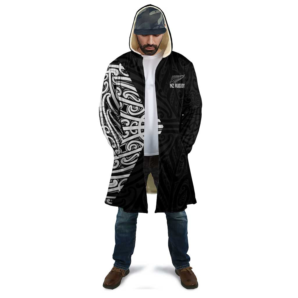 New Zealand Silver Fern Rugby Custom Cloak Maori Koru Go Black Fern - Polynesian Pride