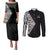 New Zealand Silver Fern Rugby Custom Couples Matching Puletasi and Long Sleeve Button Shirt Maori Koru Go Black Fern - Polynesian Pride