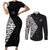 New Zealand Silver Fern Rugby Custom Couples Matching Short Sleeve Bodycon Dress and Long Sleeve Button Shirt Maori Koru Go Black Fern - Polynesian Pride