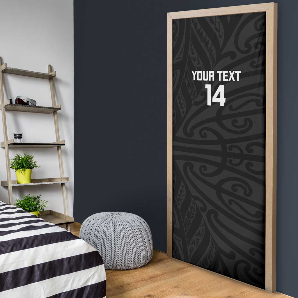 New Zealand Silver Fern Rugby Custom Door Cover Maori Koru Go Black Fern - Polynesian Pride