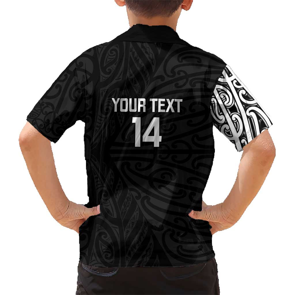 New Zealand Silver Fern Rugby Custom Family Matching Short Sleeve Bodycon Dress and Hawaiian Shirt Maori Koru Go Black Fern - Polynesian Pride