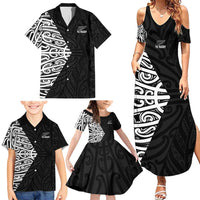 New Zealand Silver Fern Rugby Custom Family Matching Summer Maxi Dress and Hawaiian Shirt Maori Koru Go Black Fern - Polynesian Pride