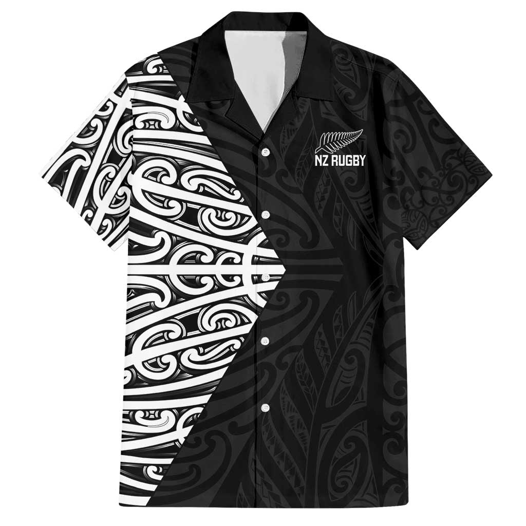 New Zealand Silver Fern Rugby Custom Hawaiian Shirt Maori Koru Go Black Fern - Polynesian Pride