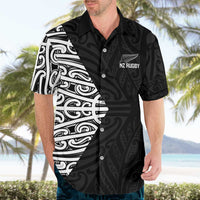 New Zealand Silver Fern Rugby Custom Hawaiian Shirt Maori Koru Go Black Fern - Polynesian Pride