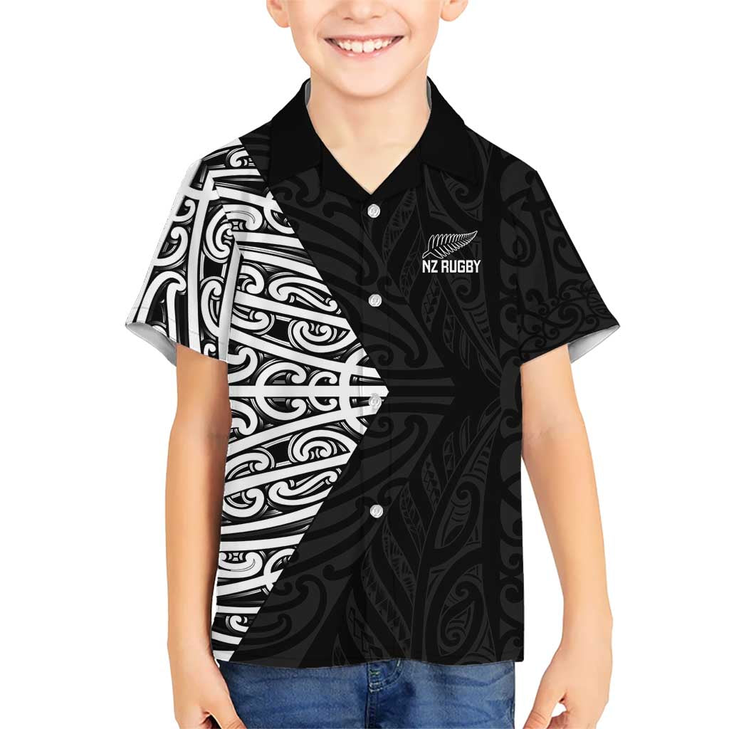 New Zealand Silver Fern Rugby Custom Hawaiian Shirt Maori Koru Go Black Fern - Polynesian Pride