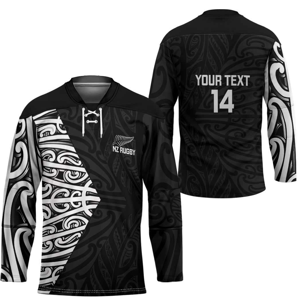 New Zealand Silver Fern Rugby Custom Hockey Jersey Maori Koru Go Black Fern LT14