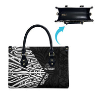 New Zealand Silver Fern Rugby Custom Leather Bag Maori Koru Go Black Fern - Polynesian Pride