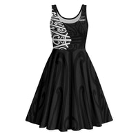 New Zealand Silver Fern Rugby Custom Midi Dress Maori Koru Go Black Fern - Polynesian Pride