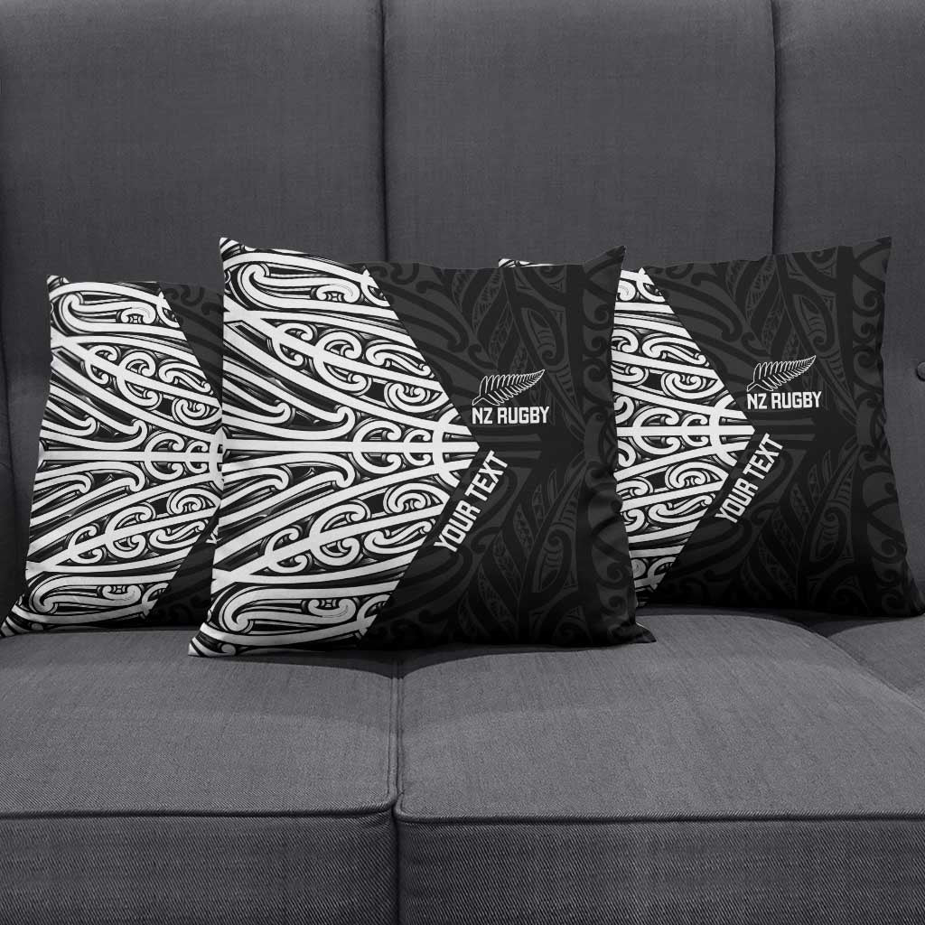 New Zealand Silver Fern Rugby Custom Pillow Cover Maori Koru Go Black Fern - Polynesian Pride