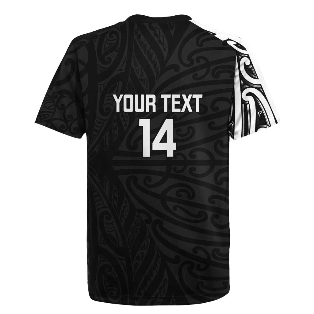 New Zealand Silver Fern Rugby Custom Rugby Jersey Maori Koru Go Black Fern - Polynesian Pride
