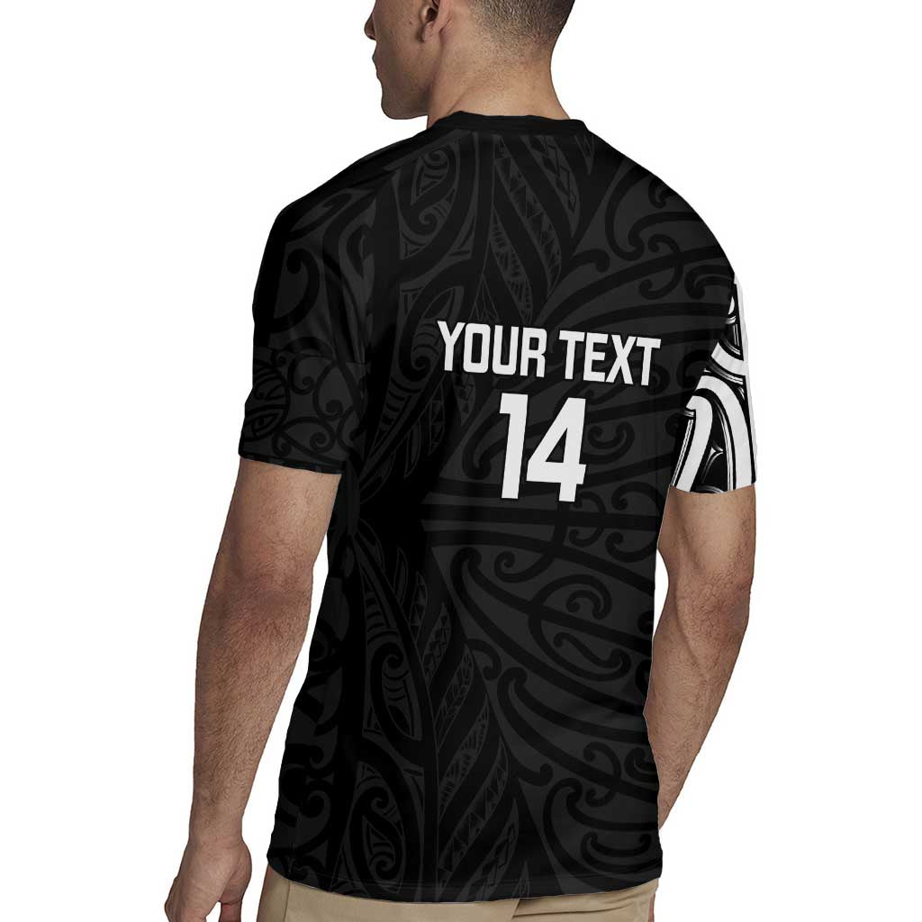 New Zealand Silver Fern Rugby Custom Rugby Jersey Maori Koru Go Black Fern - Polynesian Pride