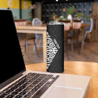 New Zealand Silver Fern Rugby Custom Skinny Tumbler Maori Koru Go Black Fern - Polynesian Pride