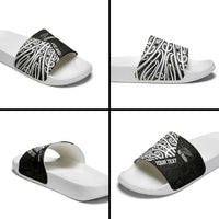 New Zealand Silver Fern Rugby Custom Slide Sandals Maori Koru Go Black Fern - Polynesian Pride