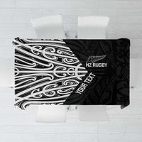 New Zealand Silver Fern Rugby Custom Tablecloth Maori Koru Go Black Fern - Polynesian Pride