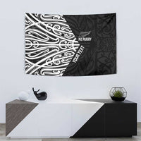 New Zealand Silver Fern Rugby Custom Tapestry Maori Koru Go Black Fern - Polynesian Pride