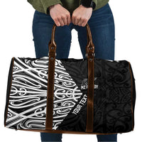 New Zealand Silver Fern Rugby Custom Travel Bag Maori Koru Go Black Fern - Polynesian Pride