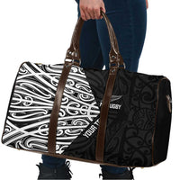 New Zealand Silver Fern Rugby Custom Travel Bag Maori Koru Go Black Fern - Polynesian Pride