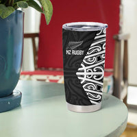 New Zealand Silver Fern Rugby Custom Tumbler Cup Maori Koru Go Black Fern - Polynesian Pride
