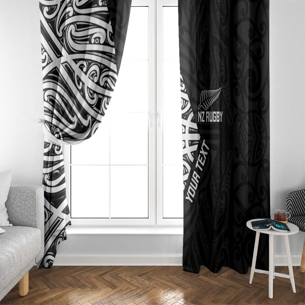 New Zealand Silver Fern Rugby Custom Window Curtain Maori Koru Go Black Fern - Polynesian Pride