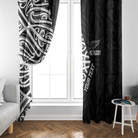 New Zealand Silver Fern Rugby Custom Window Curtain Maori Koru Go Black Fern - Polynesian Pride