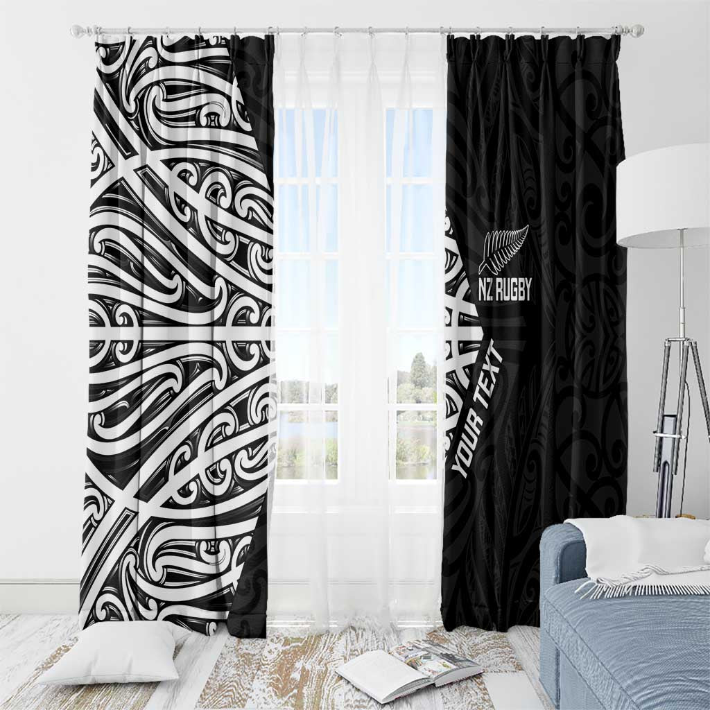 New Zealand Silver Fern Rugby Custom Window Curtain Maori Koru Go Black Fern - Polynesian Pride
