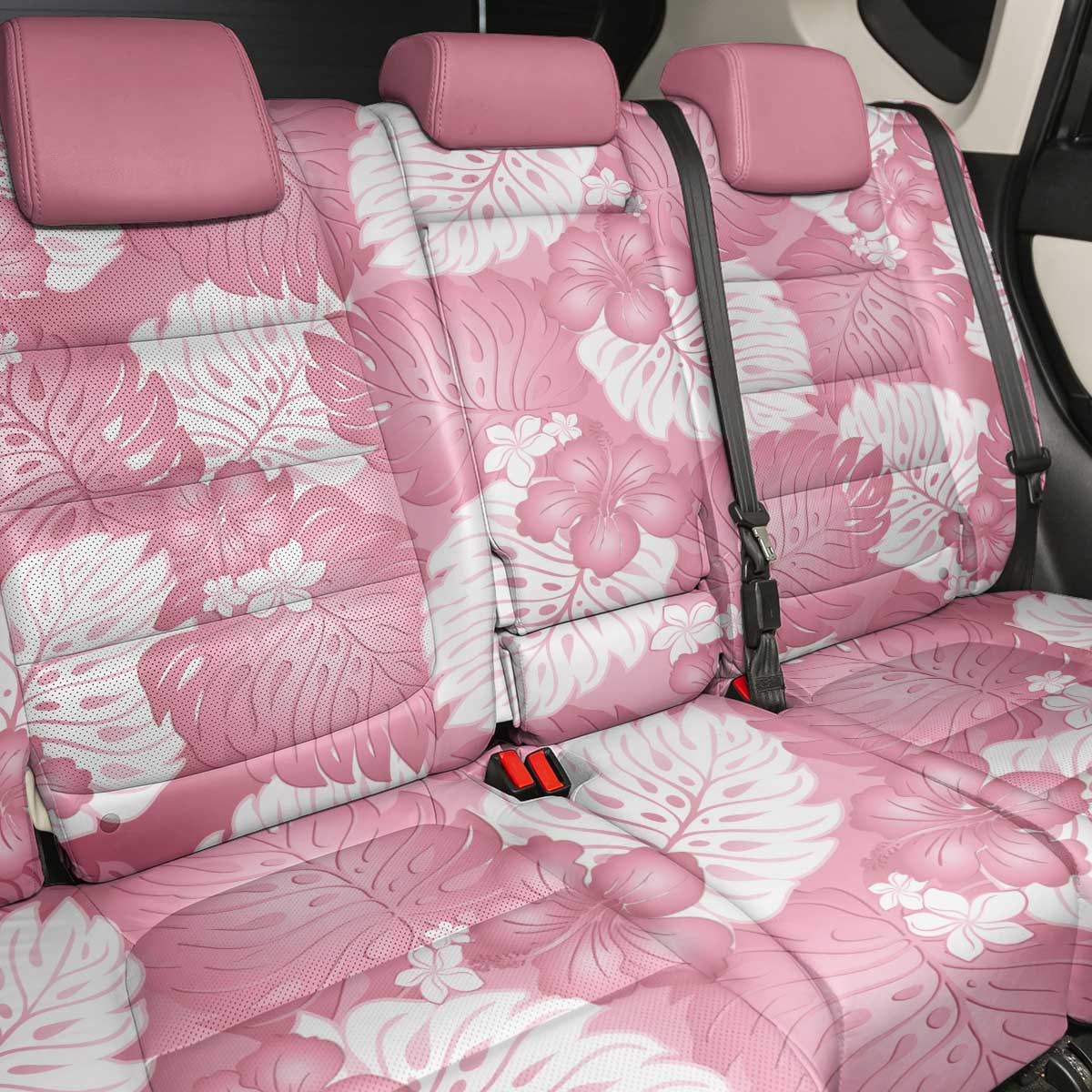 Pink Aloha Hawaii Back Car Seat Cover Monstera Hibiscus Plumeria Seamless Vibes LT14 - Polynesian Pride