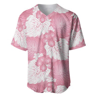 Pink Aloha Hawaii Baseball Jersey Monstera Hibiscus Plumeria Seamless Vibes - Polynesian Pride