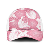Pink Aloha Hawaii Baseball Net Cap Monstera Hibiscus Plumeria Seamless Vibes - Polynesian Pride