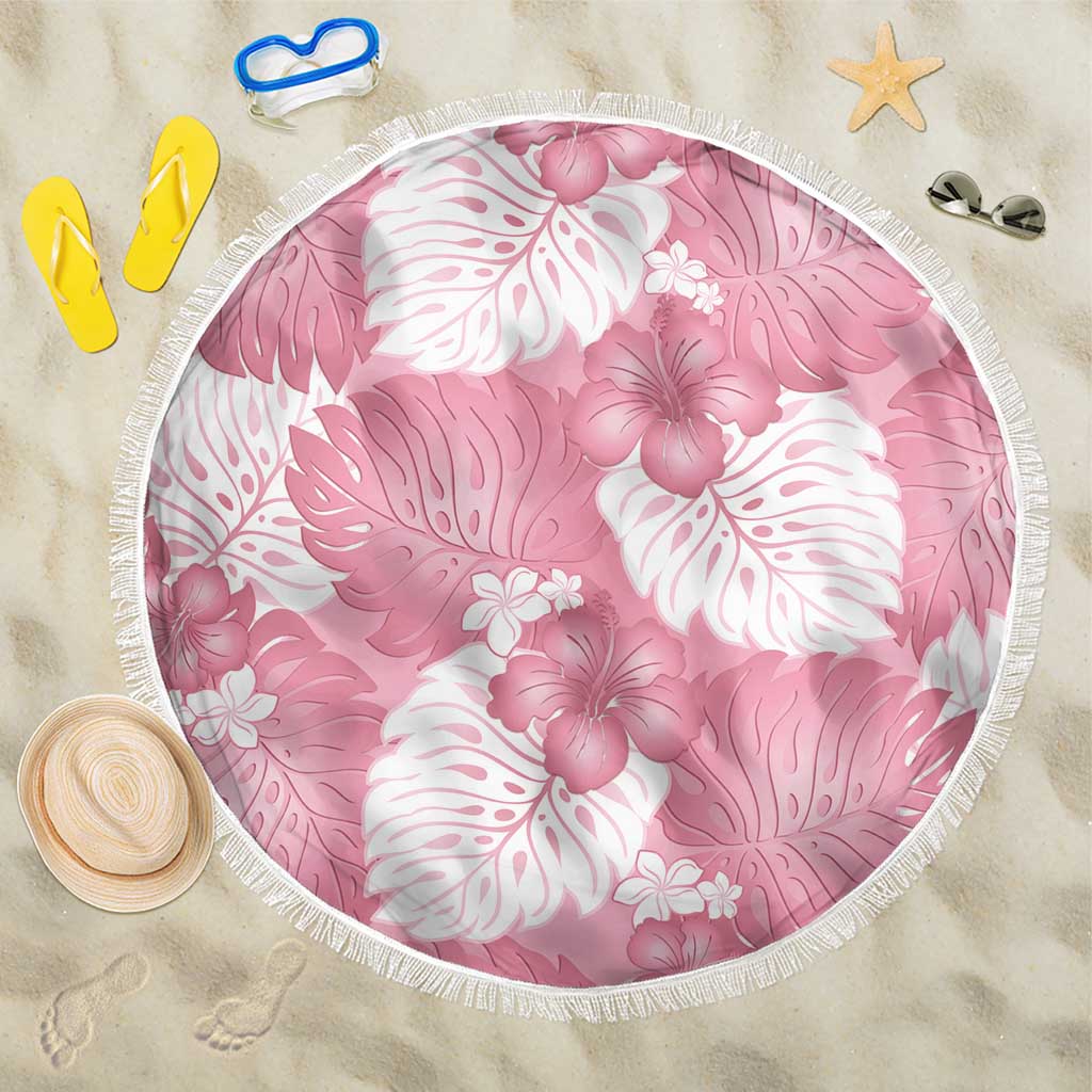 Pink Aloha Hawaii Beach Blanket Monstera Hibiscus Plumeria Seamless Vibes LT14 One Size 150cm Pink - Polynesian Pride