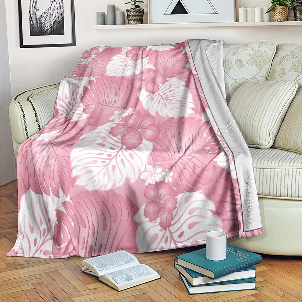 Pink Aloha Hawaii Blanket Monstera Hibiscus Plumeria Seamless Vibes - Polynesian Pride