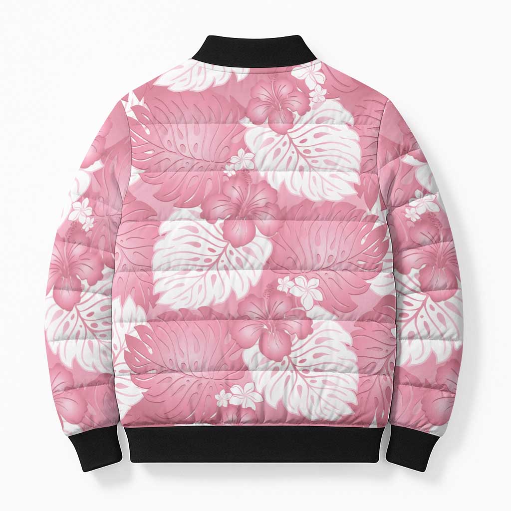 Pink Aloha Hawaii Bomber Puffer Jacket Monstera Hibiscus Plumeria Seamless Vibes LT14 - Polynesian Pride