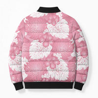 Pink Aloha Hawaii Bomber Puffer Jacket Monstera Hibiscus Plumeria Seamless Vibes LT14 - Polynesian Pride