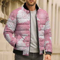 Pink Aloha Hawaii Bomber Puffer Jacket Monstera Hibiscus Plumeria Seamless Vibes LT14 - Polynesian Pride
