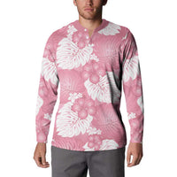 Pink Aloha Hawaii Button Sweatshirt Monstera Hibiscus Plumeria Seamless Vibes LT14 - Polynesian Pride