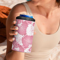 Pink Aloha Hawaii 4 in 1 Can Cooler Tumbler Monstera Hibiscus Plumeria Seamless Vibes - Polynesian Pride